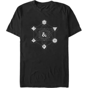 Dungeons and Dragons - 6 Die with Metatron Geometry - T-Shirt