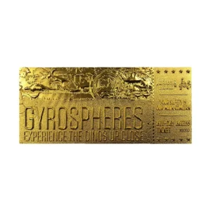 Jurassic World - Limited Edition 24k Gold Plated Gyrosphere Attraction Ticket - Replica