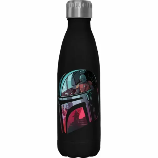 Star Wars - The Mandalorian Helmet Explanation - Black 17 oz Stainless Steel Bottle