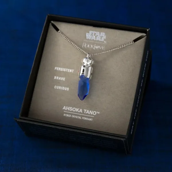 Star Wars X RockLove Padawan Ahsoka Tano Blue Kyber Crystal Necklace