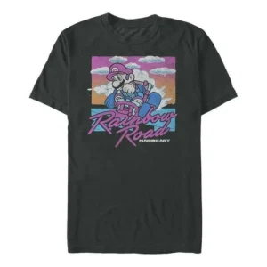 Super Mario Bros. - Rainbow Road Neon Nineties - T-Shirt